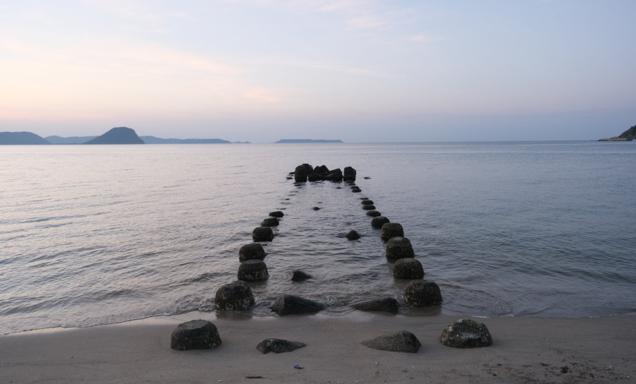 Beach and sea picture with stone path in sunset Japan Karatsu HC Japan Consulting New Path